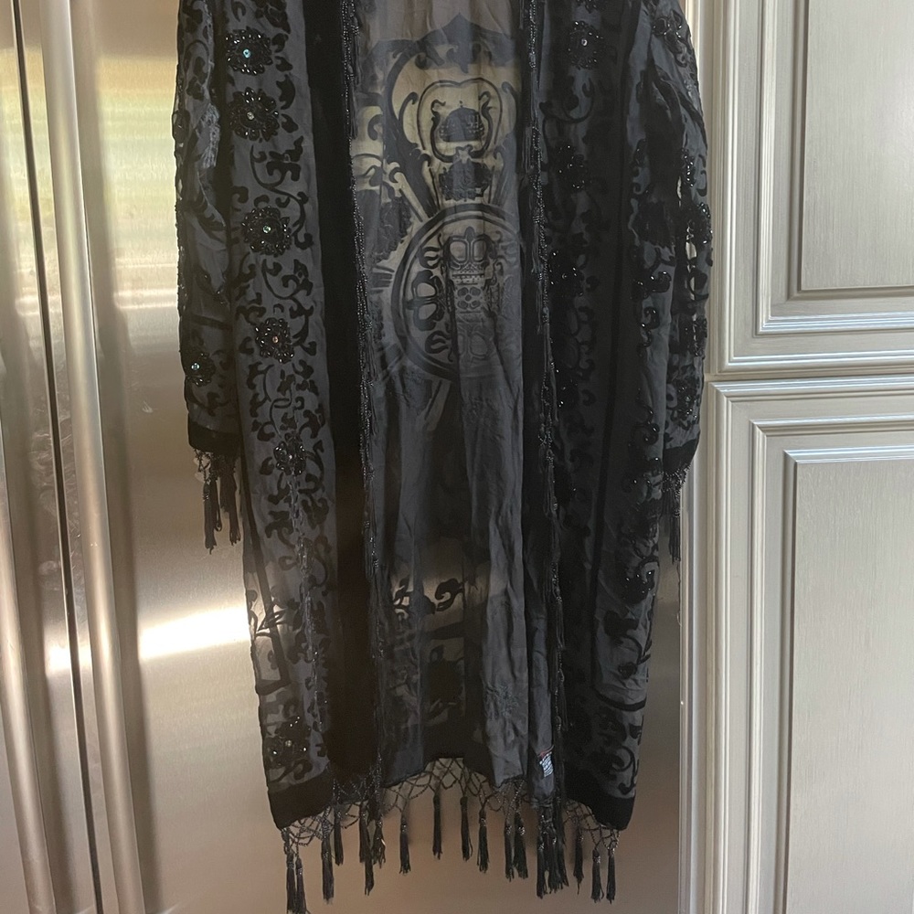 Black Beaded and Velvet Kimono